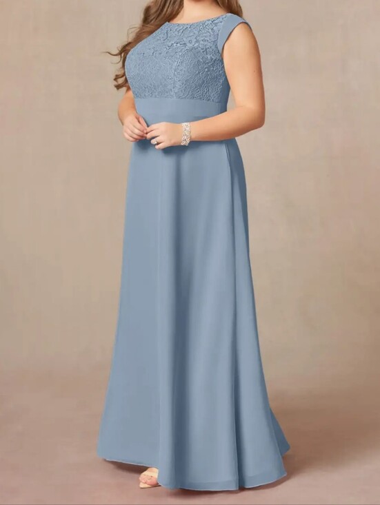 Azazie Dresses & Skirts - NWT!! Azazie Bettina A-line Lace Bodice Maxi Dress in Dusty Blue. Size 12